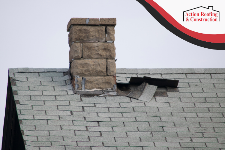 a damaged roof with missing shingles, a clear sign you need to call an Ankeny roofer.